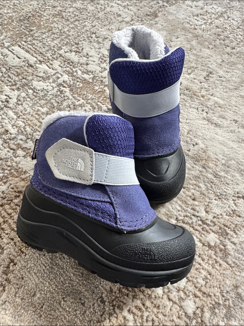 The North Face Kids Purple and Black Winter Boots with Light Blue Strap 9T